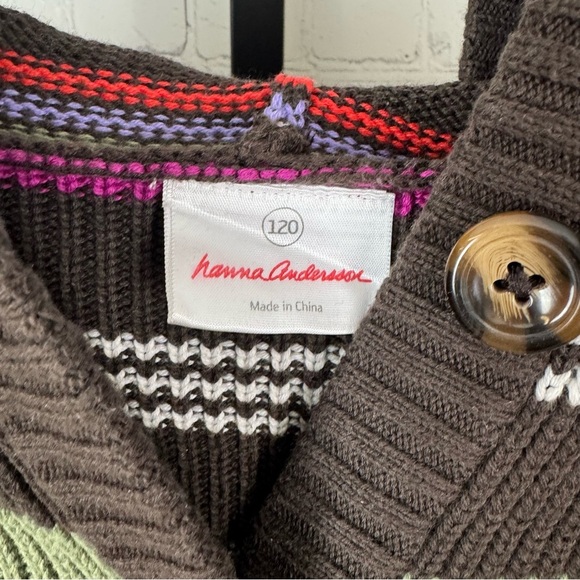 Hanna Andersson Striped Chunky Knit Button Down Sweater Size 6/7 - Picture 2 of 5